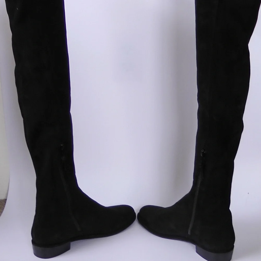 Stuart Weitzman Allgood Suede Over the Knee Boots, Black, 8.5M